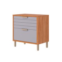 Balcão de Cozinha Modulado c/ Tampo Eloise c/ 1 Gaveta e 1 Porta Basculante Riscada 80 cm Cinamomo/Platina - MGM