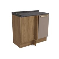 Gabinete de Cozinha Modulado Balcão Botanic M625 Canto Reto 1 Porta c/Tampo 98cm Nogueira/Fendi/Cinzel - Kappesberg