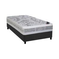 Cama Box Solteiro: Colchão Molas Pocket Ensacadas Castor Super luxo Látex Plush + Base CRC Suede Gray (88x188)