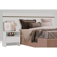 Cabeceira Cama Box Madeirado Casal Prime c/ 1 Mesa e 1 Gaveta Neve - Novo Horizonte