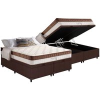 Cama Box Baú Queen: Colchão Molas Ensacadas D Angelis Anjos Superlastic King Best + Base CRC Courano Brown (158x198)