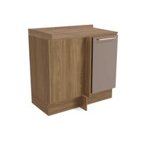 Gabinete de Cozinha Modulado Balcão Botanic M625 Canto Reto 1 Porta c/Tampo 98cm Nogueira/Fendi/Nogueira - Kappesberg