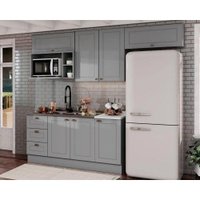Kit de Cozinha Completa 7 Peças Americana (4Aéreos+2Balcões+1Complemento) s/Pia CZ139 Cinza - Henn