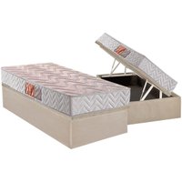 Conjunto Box Baú Solteiro: Colchão Espuma Paropas D28 Pasquale Clean + Base CRC Suede Clean (88x188)