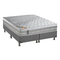 Cama Box King: Colchão Molas Pocket Ensacadas Castor Premium Gel + Base CRC Suede Gray (193x203)