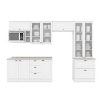 Kit de Cozinha Completa 9 Peças Americana (4Aéreos+2Balcões+1Paneleiro+2Complementos) C5P53 Branco - Henn