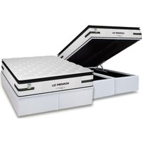 Cama Box Baú King: Colchão Molas Bonnel Plumatex Ensacadas Liz Premium D33 + Base CRC Courano White (193x203)