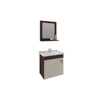 Gabinete de Banheiro Balcão Suspenso Iris c/ Cuba 44cm e Espelheira 40cm Cafe/Off White - MGM