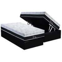 Cama Box Baú Solteiro: Colchão Molas MasterPocket Ensacadas Polar Diamond + Base CRC Suede Black (88x188)
