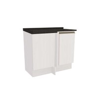 Balcão Cozinha p/ Cooktop c/ Tampo Maxxi G748 Canto Reto c/ 1 Porta 80cm Branco/Preto - Kappesberg
