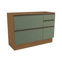 Gabinete de Cozinha Modulado Balcão Maxxi G746 c/ 1 Porta e 4 Gavetas s/ Tampo 120cm Canela/Verde - Kappesberg