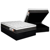 Cama Box Baú Casal: Colchão Ortopédico Plumatex Falcon Ultra Firme + Base CRC Suede Black (138x188)