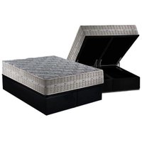 Cama Box Baú Queen: Colchão Molas SuperPocket Ensacadas D Angelis Anjos Royal + Base CRC Suede Black (158x198)