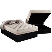 Cama Box Baú Casal: Colchão Molas MasterPocket Ensacadas Herval Maxspring Scotland + Base CRC Suede Black (138x188)