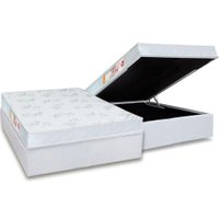 Cama Box Baú Casal: Colchão Espuma Castor D33 Sleep Max Relax + Base CRC Courano White(138x188)