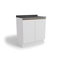 Balcão Cozinha p/ Cooktop c/ Tampo Maxxi G744 c/ 2 Portas 80cm Branco/Cinzel - Kappesberg