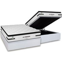 Cama Box Baú Casal: Colchão Molas Bonnel Plumatex Ensacadas Liz Premium D33 + Base CRC Courano White (138x188)