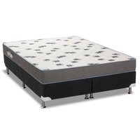 Cama Box King: Colchão Espuma Ortobom D33 Light + Base CRC Courano Black(186x198)