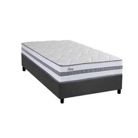 Cama Box Solteiro: Colchão Molas Ensacadas Herval Parma + Base CRC Suede Gray (88x188)
