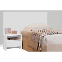 Cabeceira Cama Box Madeirado Solteiro Prime c/ 1 Mesa e 1 Gaveta Neve - Novo Horizonte