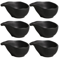 Kit 6 Molheiras 40ml Cerâmica Oval 8x6cm Orgânico Preto Matte Porto Brasil Caldas Shoyu