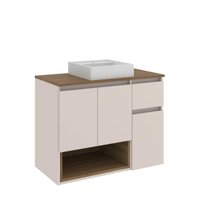 Gabinete de Banheiro Suspenso 80x40x62cm Aurora com Cuba Mel Arenas MDP Faema