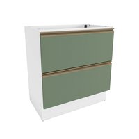 Balcão 2 Gavetas Kappesberg Celeste 100% MDF Branco/Verde Oliva 80cm