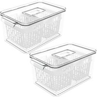 Kit 2 Organizadores de Geladeira 3,2L Cestos Escorredor Dry Multiuso Coza Pequeno
