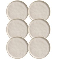 Jogo 6 Pratos 21cm Cerâmica Off White Porto Brasil Para Sobremesa Mesa Posta Bio Latte