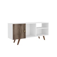 Rack Retrô com 1 Porta para TV até 60 Polegadas Branco Rústico RT 3014 Movelbento