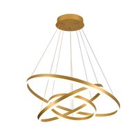 Lustre Pendente 3 Arcos Anéis Orbital Dourado Moderno 89W Bivolt Luxo