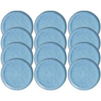 Jogo 12 Pratos Rasos de Sobremesa 21cm Azul Linhas Breeze Porto Brasil Petit Gâteau Brownie