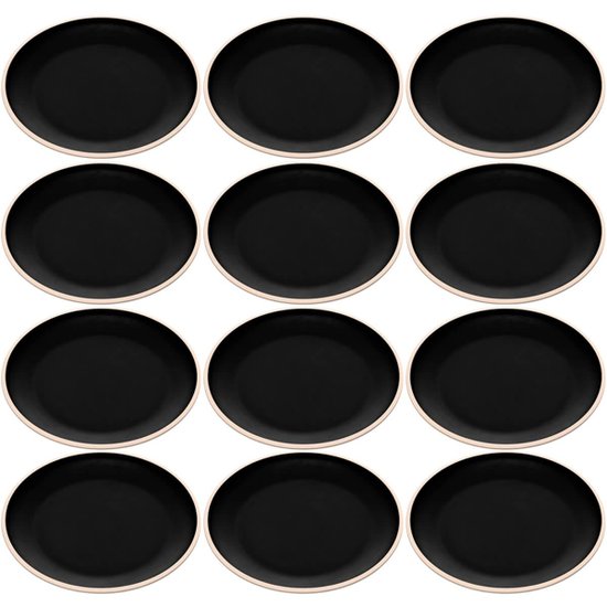 12 Pratinhos para Lanches Melamina Preto Fosco Wolff Pratos 15cm Servir Sobremesa Pão Frutas