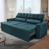 Sofá Retrátil e Reclinável 2,30m Cama inBox Charm Velusoft Petróleo