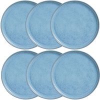 Conjunto 6 Pratos Rasos 27,5cm Linhas Breeze Cerâmica Azul Porto Brasil Almoço Jantar Mesa Posta