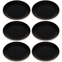 Conjunto 6 Pratos para Lanche Sobremesa Melamina Preto Wolff Class Pratinhos 15cm Mesa Posta
