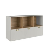 Cômoda Infantil Juvenil com 3 Gavetões e Nichos Arenas 122x38x70cm Dl1020 Lille
