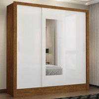 Guarda-roupa Fortaleza sem Gavetas com Espelho Carioca Móveis - Cinamomo Branco