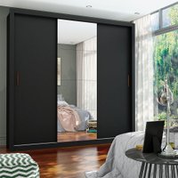 Guarda Roupa Com 3 Portas de Correr e 1 Espelho Central Conquista Plus