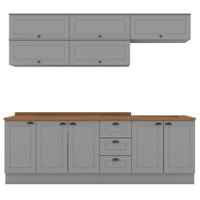 Cozinha Modulada 11 Pecas 240cm CE381 Americana Cinza Nature Henn