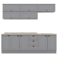 Cozinha Modulada 11 Pecas 240 cm CE381 Americana Cinza Calcare Henn