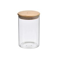 Pote Redondo de Vidro com Tampa de Bambu 1,5 Litros Kenya
