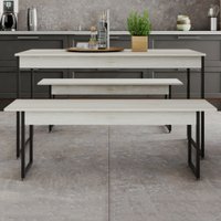 Mesa  de Jantar 4 Lugares Néctar Snow/Preto - Pnr Móveis