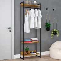 Closet Fine Ii 3 Prateleiras Lâmina Mel/Preto - Pnr Móveis