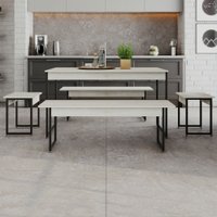 Mesa de Jantar Néctar 6 Lugares Snow/Preto  - Pnr Móveis