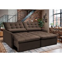 Sofá Sem Caixa Retrátil 2,00m SoftGel Celeste Velusoft Café Cama inBox