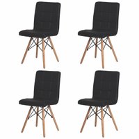 Kit 4 Poltronas Cadeiras Estofadas De Jantar Cozinha Sala De Estar Escrivaninha Penteadeira Base Madeira Gomos Preta