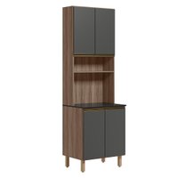 Paneleiro Duplo 4 Portas 70cm MDF Kali 12230 Carvalho Toq Chumbo Nicioli
