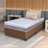 Conjunto Box Marrom Durban Cinza Espuma D28 Solteiro 96x203x57 - King House