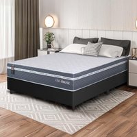 Conjunto Box Preto Cairo Cinza Molas Ensacadas Casal 138x188x64 - King House